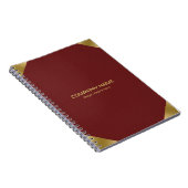 Carnet Empreinte en cuir rouge foncé avec accents or (Côté Droit)