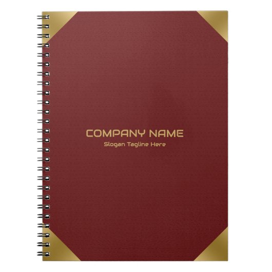 Carnet Empreinte en cuir rouge foncé avec accents or (Devant)