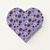 Carnet Empreintes de pattes aux coeurs rouges sur bleu (Dos)