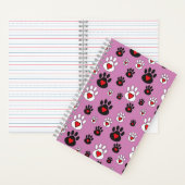 Carnet Empreintes de pattes aux coeurs rouges sur rose (À l'intérieur)