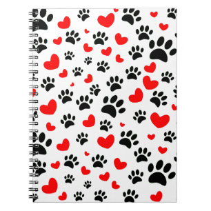 Carnet Empreintes de pattes De Chiens Random Et Coeurs Ro