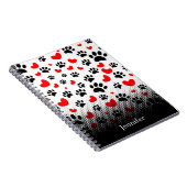 Carnet Empreintes de pattes De Chiens Random Et Coeurs Ro (Côté Droit)