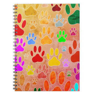 Carnet Empreintes de pattes de chiens sur Arrière - plan