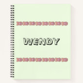 Carnet Empreintes de pattes vert clair Nom personnalisé (Devant)