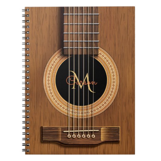 Carnet en bois chaud de guitare acoustique (Devant)
