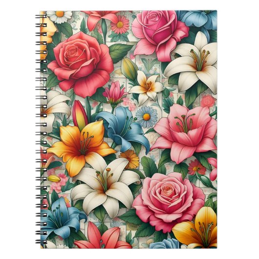 Carnet en carreaux de beauté botanique (Devant)