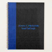 Carnet en cuir noir et bleu Faux (Devant)