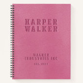 Carnet en cuir végétal rose intégré (Devant)