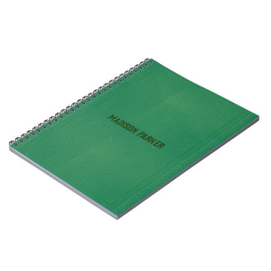 Carnet en cuir vert simple (Côté gauche)
