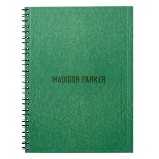 Carnet en cuir vert simple (Devant)