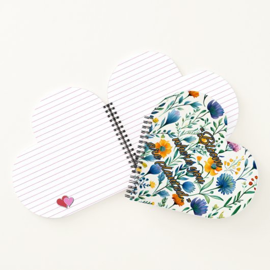 Carnet en forme de cœur à spirale botanique (Intérieur)