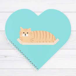 Carnet en forme de cœur au chat roux