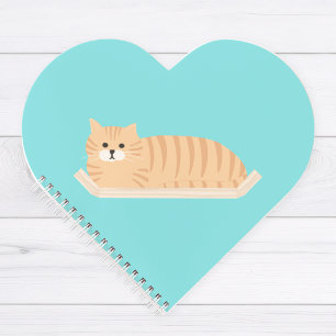 Carnet en forme de cœur au chat roux