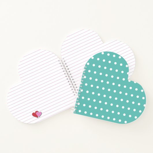 Carnet en forme de coeur de pois (Aqua & White) (Intérieur)