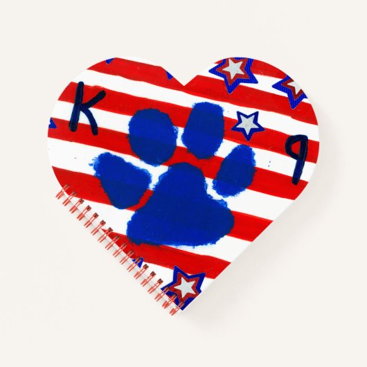 CARNET en forme de coeur du drapeau américain (Devant)