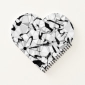 Carnet en forme de coeur en mouvement noir et blan (Dos)