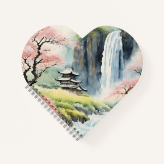 Carnet en forme de cœur Maison Aquarelle Zen