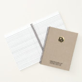 Carnet en lin beige personnalisable avec logo or (Intérieur)