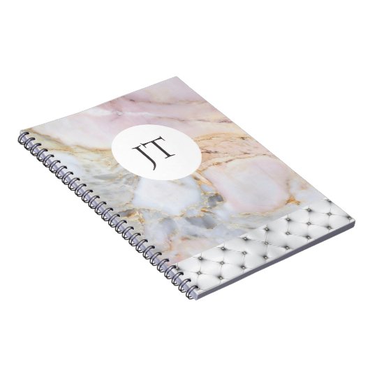 Carnet en marbre gris or Rose personnalisé (Côté Droit)