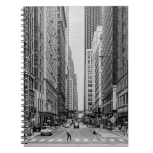 Carnet en niveaux de gris de Chicago Madison Stree