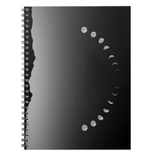 Carnet en phase lune, paysage monochrome