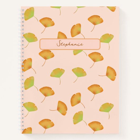 Carnet en spirale à motifs feuille de Gingko (Devant)