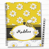 Carnet en spirale abeille marguerite jaune