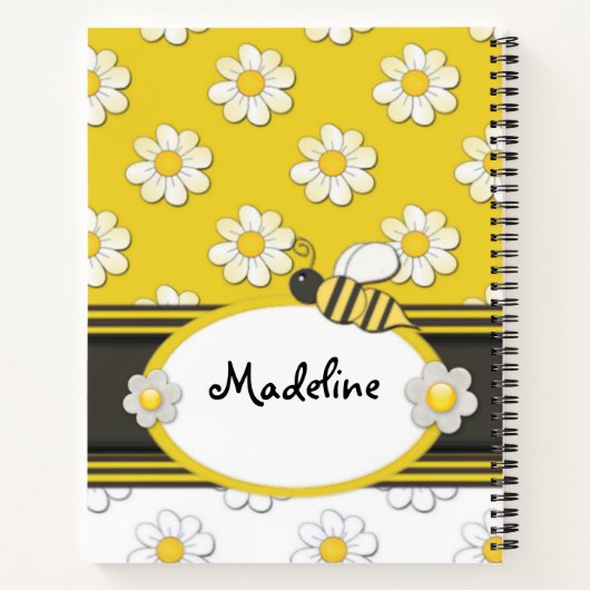Carnet en spirale abeille marguerite jaune (Dos)