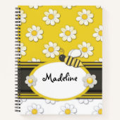 Carnet en spirale abeille marguerite jaune (Devant)
