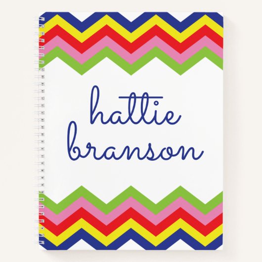 Carnet en spirale Chevron multicolore (Devant)