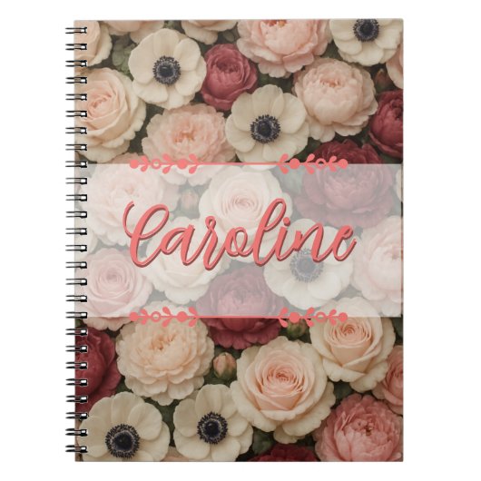 Carnet en spirale de conception florale personnali (Devant)