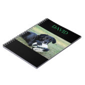 Carnet en spirale de laboratoire noir avec nom per (Côté gauche)