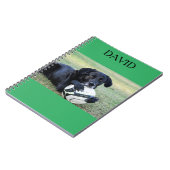 Carnet en spirale de laboratoire noir avec nom per (Côté gauche)