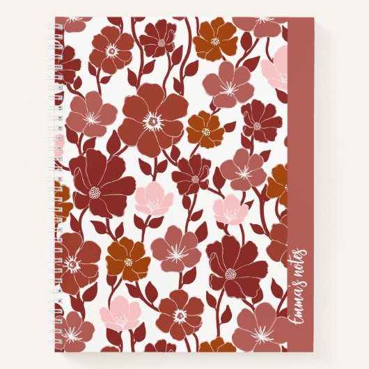 Carnet en spirale florale rose et orange | carnet (Devant)