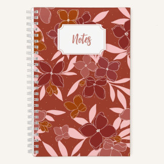 Carnet en spirale florale rose et orange | Journal