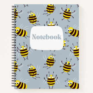 Carnet en spirale motif d'abeilles