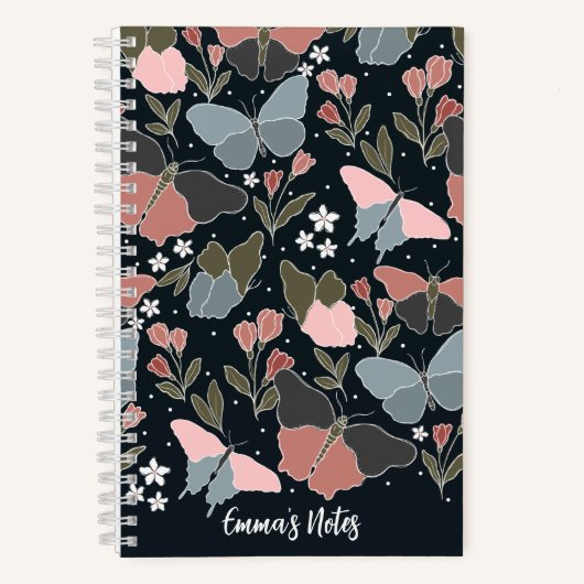 Carnet en spirale papillon bleu | Journal mûr (Recto)