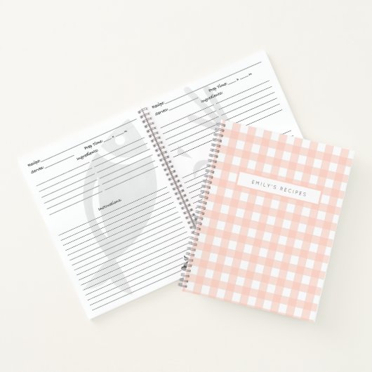 Carnet en vichy Recettes Rose Clou Chèque Feminine (Intérieur)