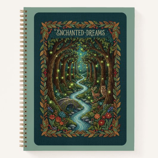 Carnet Enchanted Dreams Embroidered Mystical Forest  (Devant)