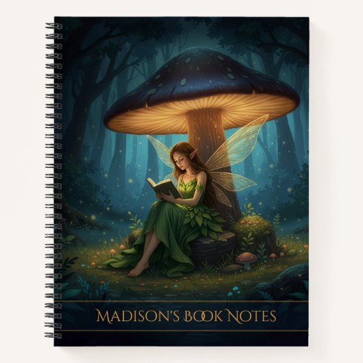 Carnet Enchanted Night Fairy Reading a Book Notebook (Devant)