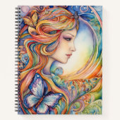 Carnet Enchantement de fille papillon coloré (Devant)