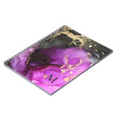 Carnet Encre à alcool rose noir or monogramme abstrait (Côté gauche)