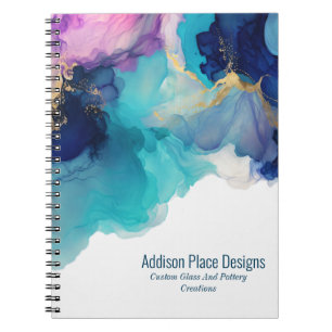Carnet Encre Alcool Abstraite Bleu Lavande Entreprise