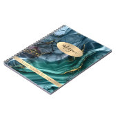 Carnet Encre d'or gris Turquoise Smokey Nom Abstrait/Suje (Côté gauche)