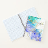 Carnet Encre et nom d'alcool turquoise et or (Intérieur)