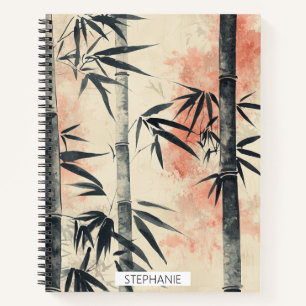 Carnet Encre lavis de sérénité bambou cramoisi