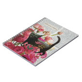 Carnet Endormez-vous pour rêver Chat noir Fleurs roses ch (Côté gauche)