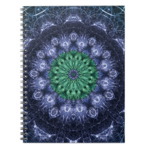 Énergie cristalline bleue émeraude Art fractal