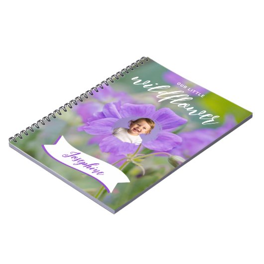 Carnet Enfant à la Fleur Sauvage Violette Photo et Nom Pe (Côté gauche)