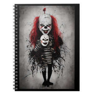 Carnet Enfant Clown Mal Tenant Une Tête Clown Effrayant